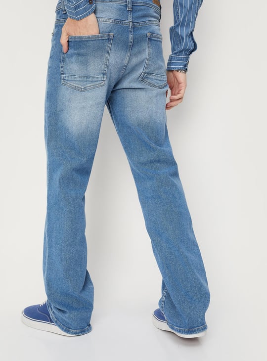 Men Washed Bootcut Jeans