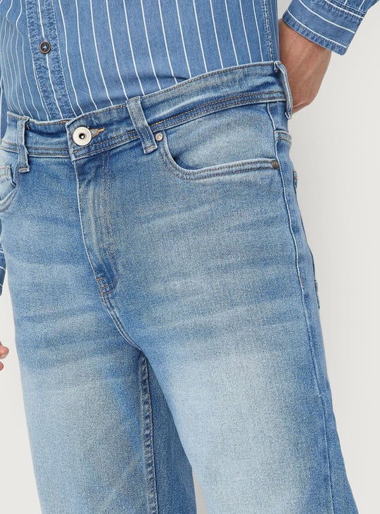 Men Washed Bootcut Jeans