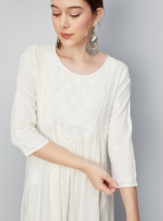 Women Handcrafted Chikankari Maxi Dress