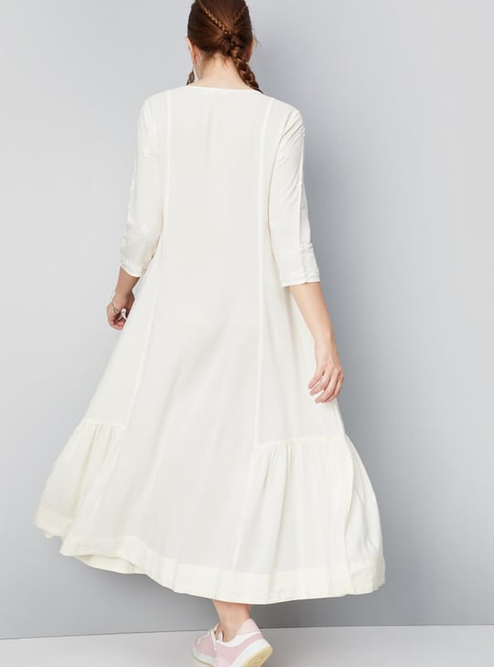 Women Handcrafted Chikankari Maxi Dress