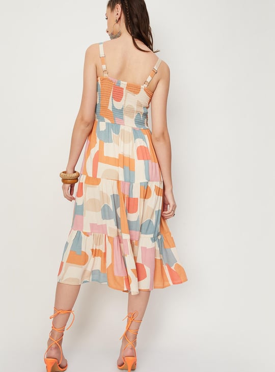 Women Smocked Spaghetti Strap Midi Dress