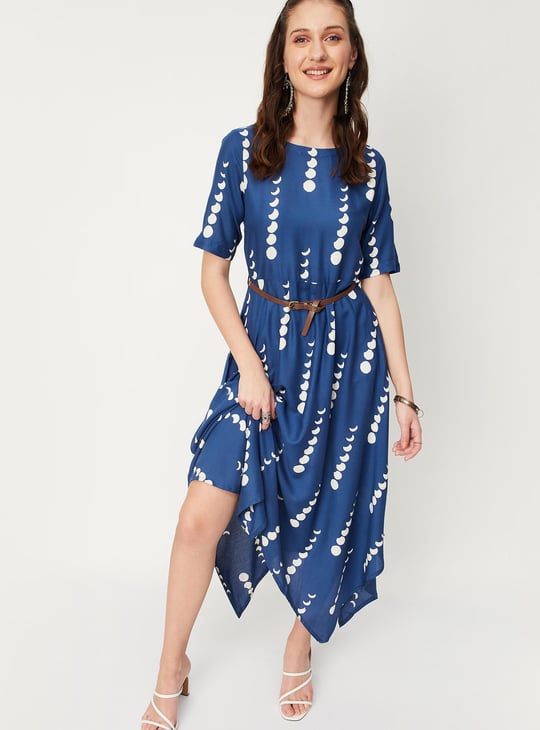 Women Printed Waterfall Hem Dress