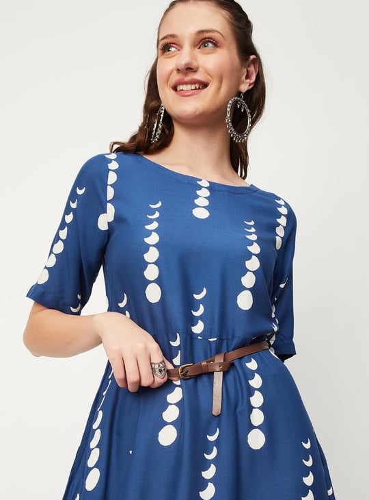 Women Printed Waterfall Hem Dress