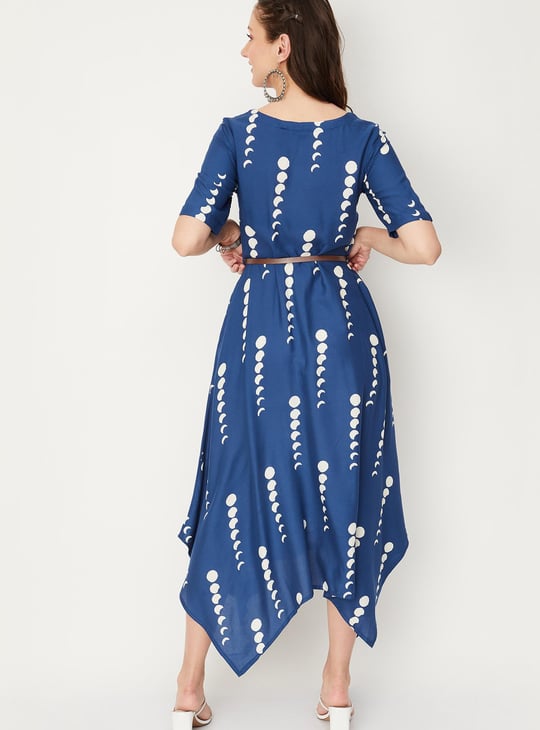 Women Printed Waterfall Hem Dress