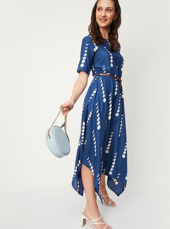 Women Printed Waterfall Hem Dress