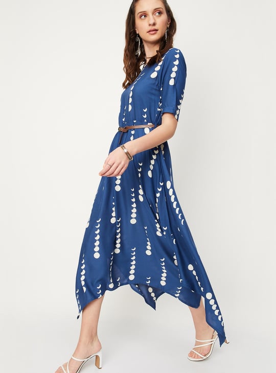 Women Printed Waterfall Hem Dress