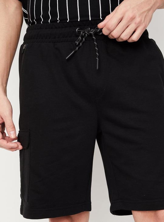 Men Solid Athleisure Cargo Shorts