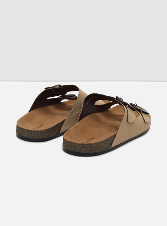 Men Solid Double Strap Slide Sandals