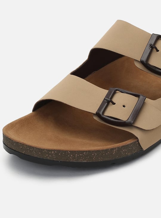 Men Solid Double Strap Slide Sandals