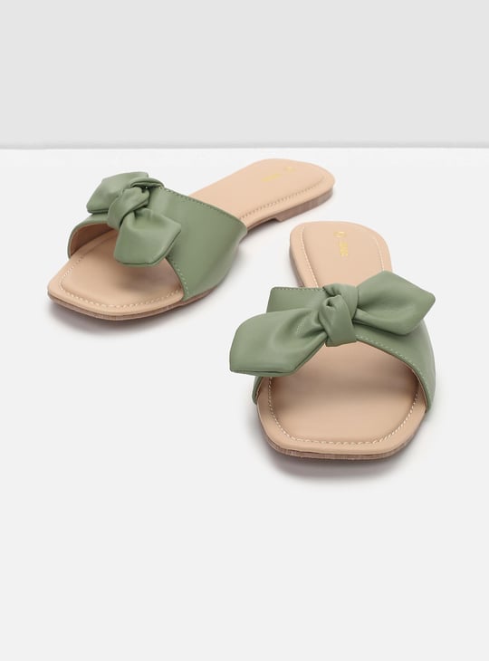 Women Bow-Detailed Slide Sandals
