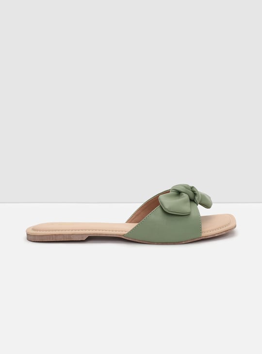 Women Bow-Detailed Slide Sandals
