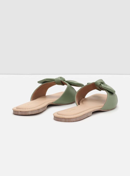 Women Bow-Detailed Slide Sandals