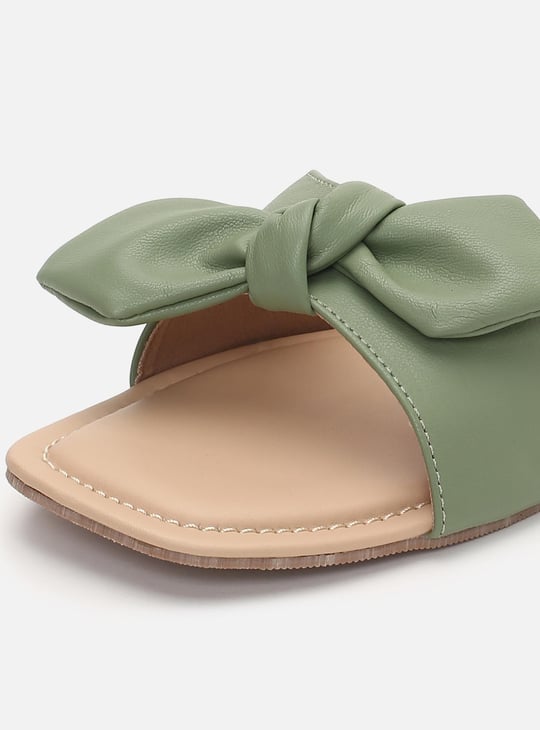 Women Bow-Detailed Slide Sandals