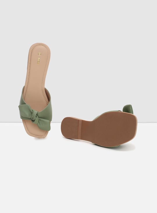 Women Bow-Detailed Slide Sandals