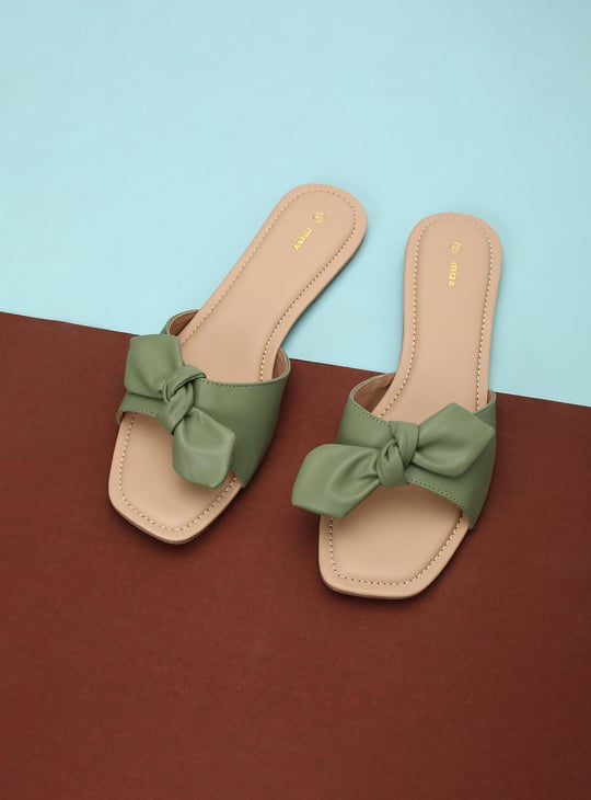 Women Bow-Detailed Slide Sandals