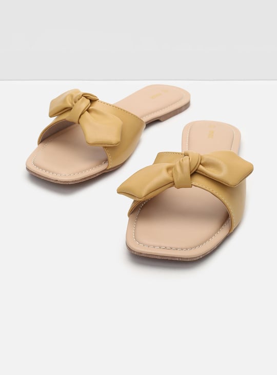 Women Bow-Detailed Slide Sandals