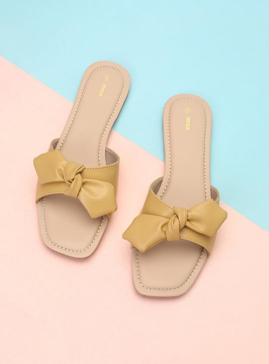 Women Bow-Detailed Slide Sandals