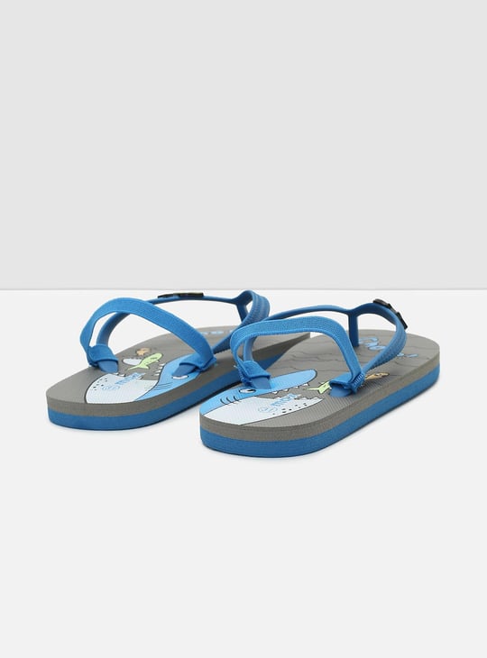 Boys Printed Flip Flops with Slingback Strap
