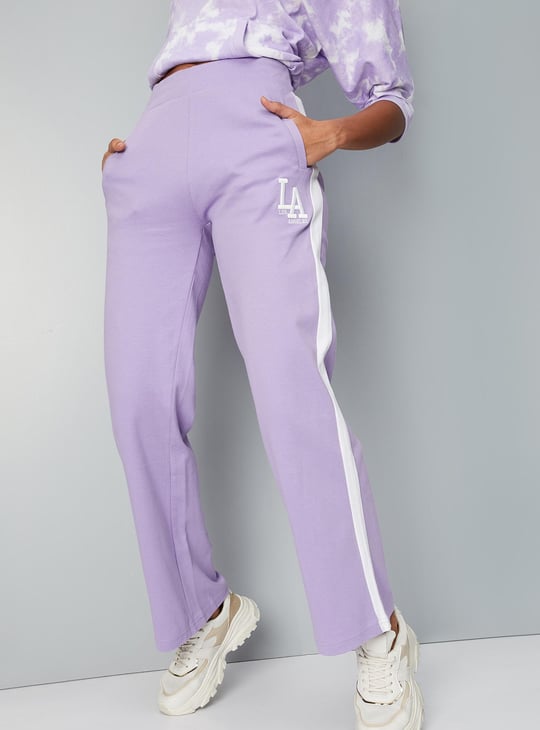 Women Side Taped Wide Leg Track Pants