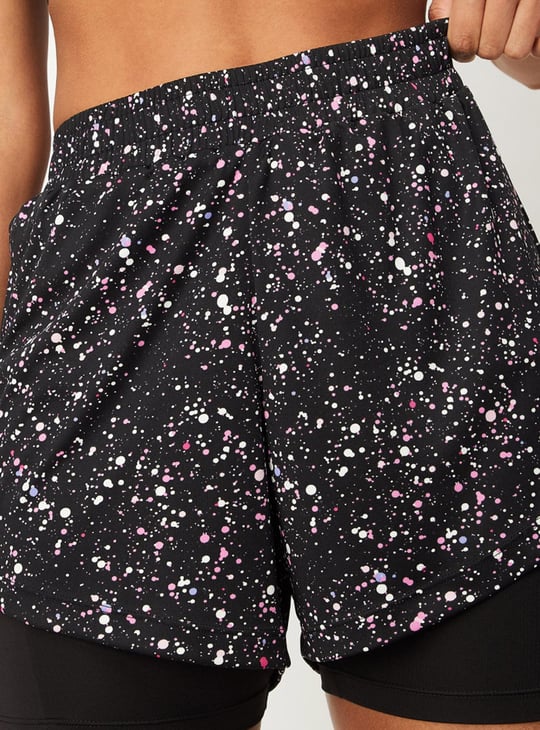 Women Printed Layered Sports Shorts