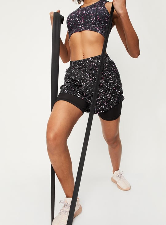 Women Printed Layered Sports Shorts