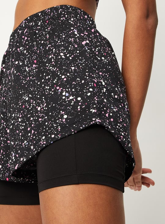 Women Printed Layered Sports Shorts