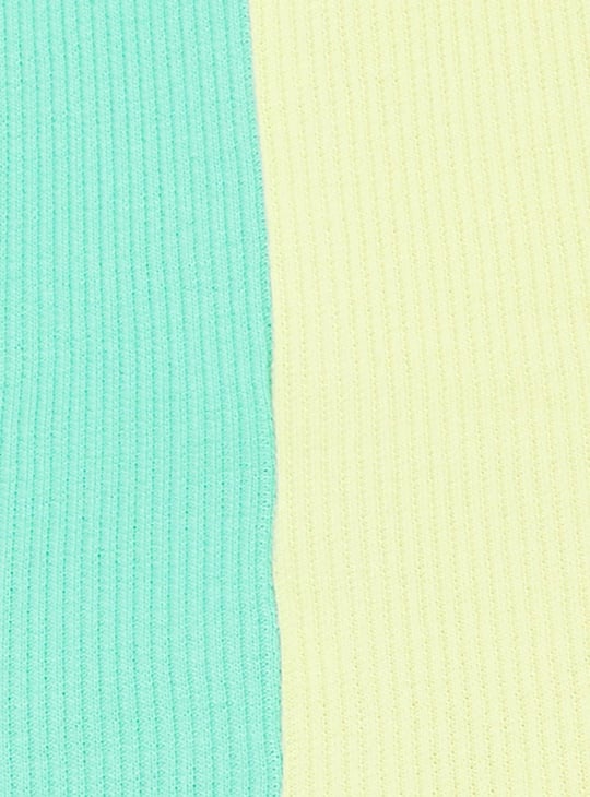 Women Colourblock Ribbed Crop Top