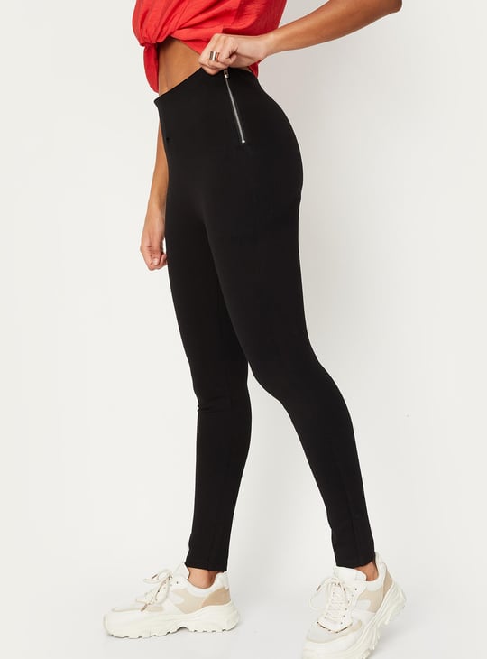 Women Solid High-Waist Treggings