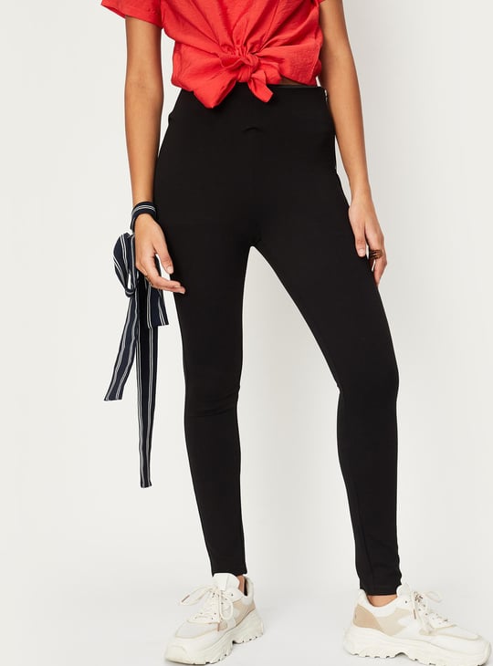 Women Solid High-Waist Treggings