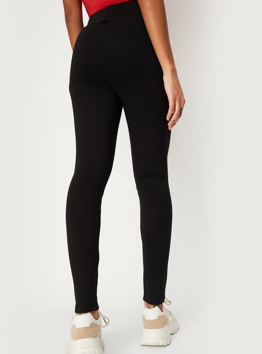 Women Solid High-Waist Treggings