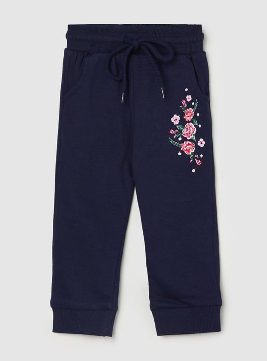 Girls Embroidered Cotton Joggers