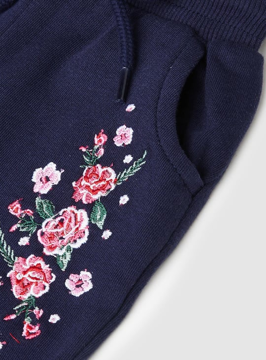 Girls Embroidered Cotton Joggers