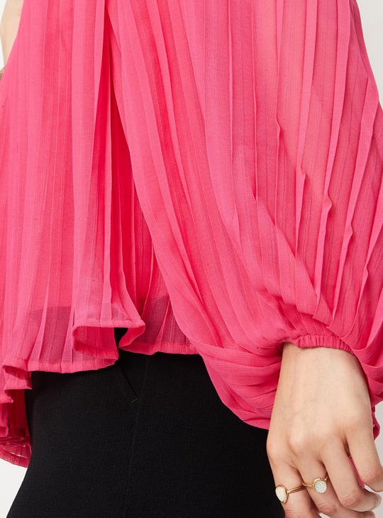 Women Pleated Balloon Sleeve Top