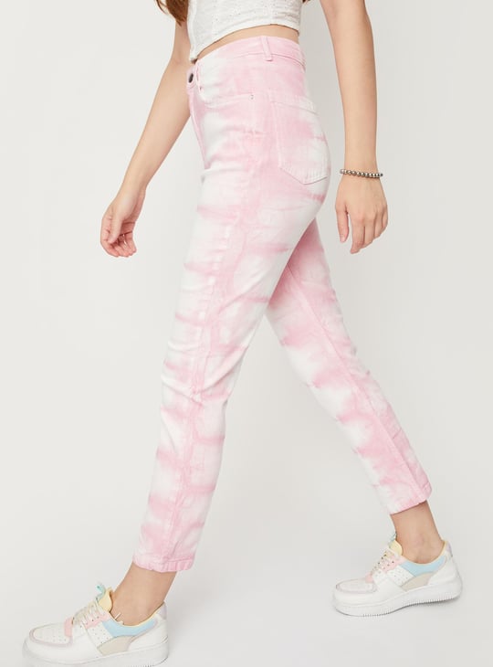 Women Tie and Dye Printed Mom Fit Jeans