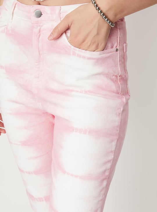 Women Tie and Dye Printed Mom Fit Jeans