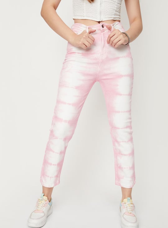 Women Tie and Dye Printed Mom Fit Jeans