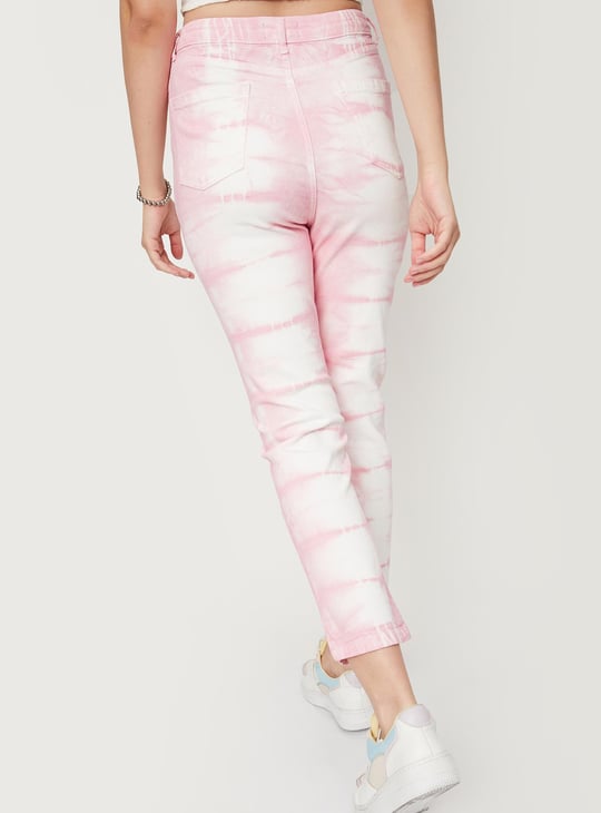 Women Tie and Dye Printed Mom Fit Jeans