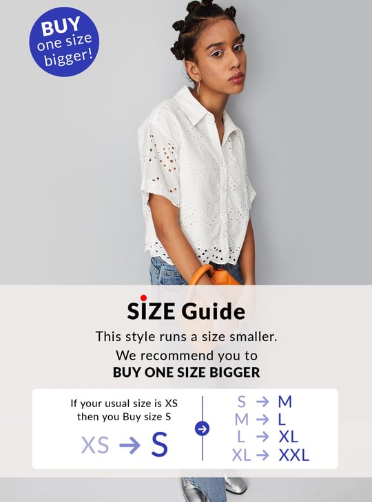 URB_N Women Schiffli Boxy Crop Shirt
