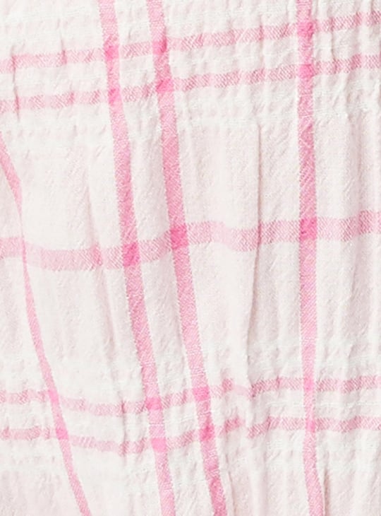 Women Checked Smocked Crop Top