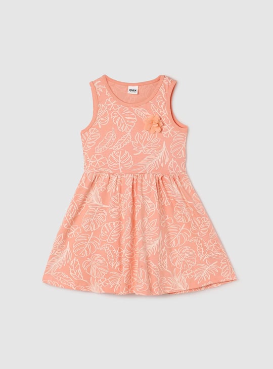 Girls Printed Sleeveless A-Line Dress