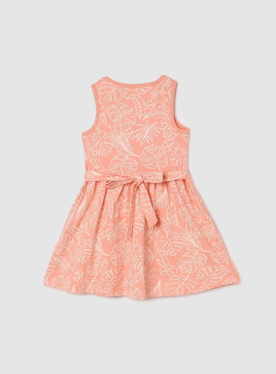 Girls Printed Sleeveless A-Line Dress