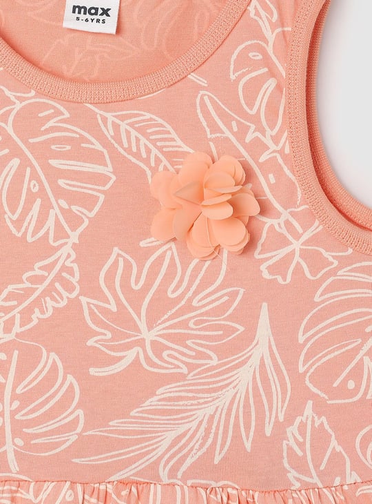 Girls Printed Sleeveless A-Line Dress