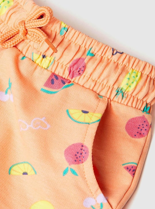 Girls Printed Shorts with Frill Trim