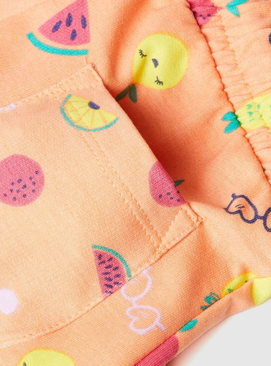 Girls Printed Shorts with Frill Trim