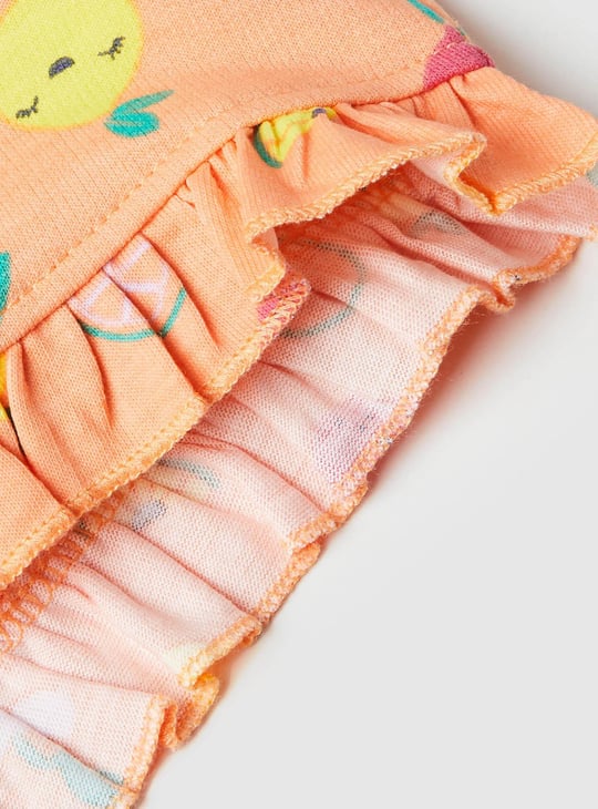 Girls Printed Shorts with Frill Trim