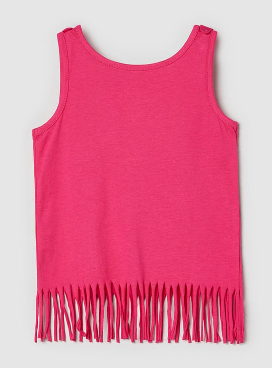 Girls Little Mermaid Fringe Detail Casual Top