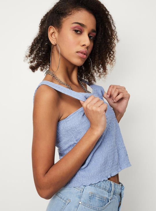 Women Smocked Crop Tank Top