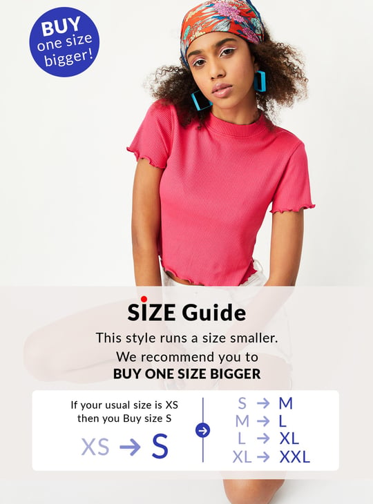 Women Slim Rib Crop Top with Lettuce Edge