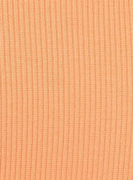 Women Rib Knit Lettuce Edge Top