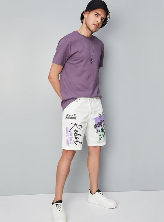 Men Printed Denim Shorts